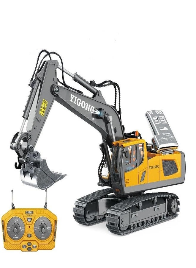 JOYJAY 1:20 Scale J-C-B Excavator Toy for Boys Ages 6-12, RC Construction Vehicle with Metal Shovel, Lights, Sounds, 2.4GHz Remote Control, 680° Rotating Workbench, Detachable Arm, Multicolor - Image 1